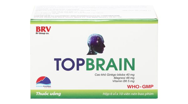 Topbrain giúp tăng tuần hoàn máu, cải thiện thiểu năng tuần hoàn não (6 vỉ x 10 viên)