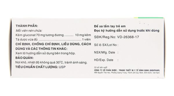 Tozinax 70mg phòng và điều trị thiếu kẽm (10 vỉ x 10 viên)