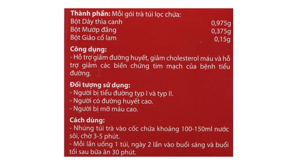 Trà Diabetna giúp ổn định đường huyết hộp 25 gói x 1.5g