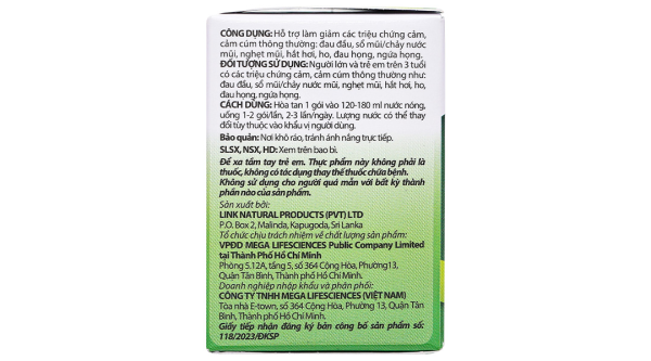 Bột tinh chất thảo dược Eugica Cold & Flu giúp giảm triệu chứng cảm cúm hộp 10 gói x 4g