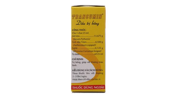 Dầu bôi Trancumin trị bỏng, mau lành vết thương chai 25ml
