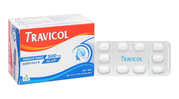 Travicol 500mg giảm đau, hạ sốt (10 vỉ x 10 viên)