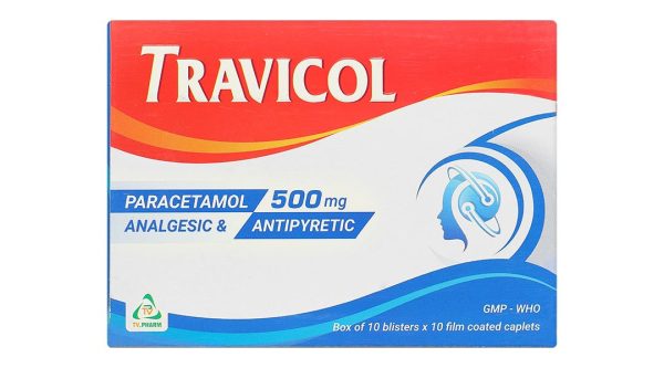 Travicol 500mg giảm đau, hạ sốt (10 vỉ x 10 viên)