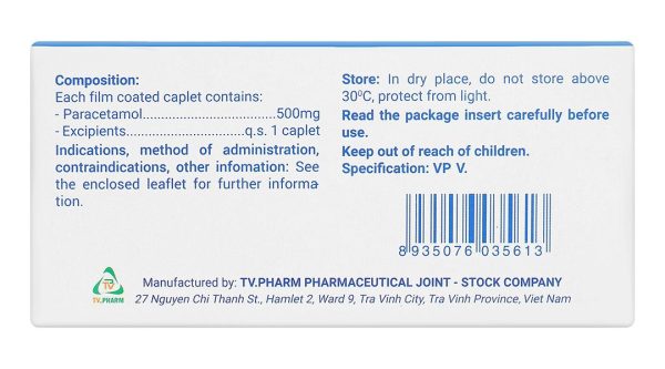 Travicol 500mg giảm đau, hạ sốt (10 vỉ x 10 viên)