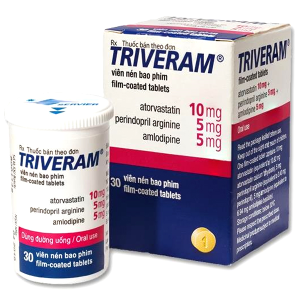 Triveram 10mg/5mg/5mg điều trị tăng huyết áp, bệnh mạch vành, tăng lipid máu lọ 30 viên