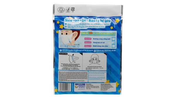 Khẩu trang trẻ em Unicharm 3D Mask Kids màu trắng gói 5 cái