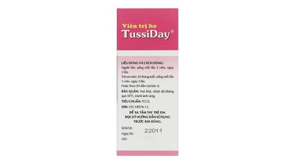 TussiDay trị các chứng ho, đau họng, sổ mũi, cảm cúm (10 vỉ x 10 viên)