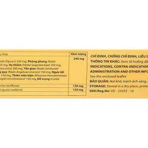 Tuzamin trị phong thấp, đau lưng, đau dây thần kinh tọa (3 vỉ x 10 viên)