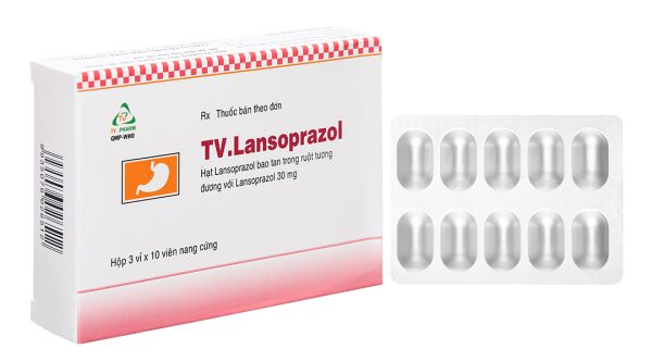 TV.Lansoprazol 30mg trị loét dạ dày, tá tràng, viêm thực quản (3 vỉ x 10 viên)