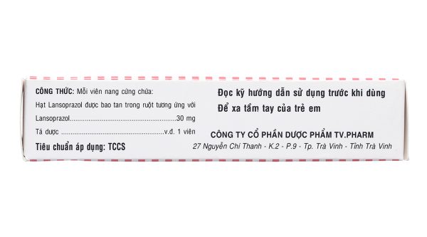 TV.Lansoprazol 30mg trị loét dạ dày, tá tràng, viêm thực quản (3 vỉ x 10 viên)