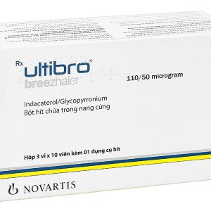 Bột hít Ultibro Breezhaler 110/50 microgram trị bệnh phổi tắc nghẽn (3 vỉ x 10 viên)