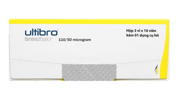 Bột hít Ultibro Breezhaler 110/50 microgram trị bệnh phổi tắc nghẽn (3 vỉ x 10 viên)