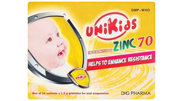 Cốm pha hỗn dịch uống Unikids Zinc 70 điều trị tiêu chảy cấp và mạn tính (24 gói x 1.5g)