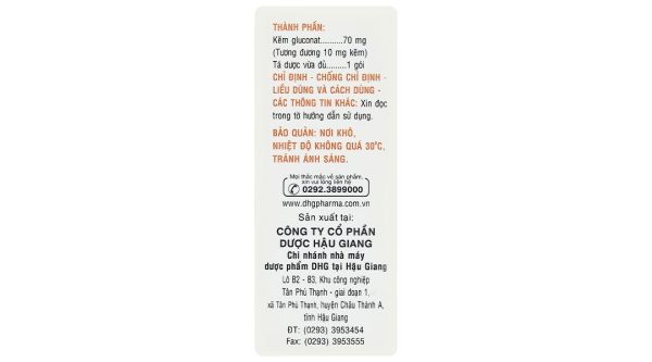 Cốm pha hỗn dịch uống Unikids Zinc 70 điều trị tiêu chảy cấp và mạn tính (24 gói x 1.5g)
