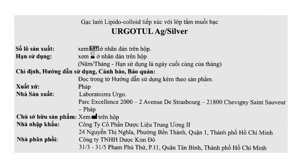 Gạc lưới UrgoTul AG/Sliver (10cm x 12cm) hộp 16 miếng