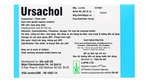 Ursachol 250mg trị xơ gan mật nguyên phát (2 vỉ x 10 viên)