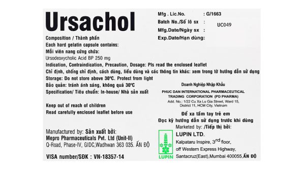 Ursachol 250mg trị xơ gan mật nguyên phát (2 vỉ x 10 viên)