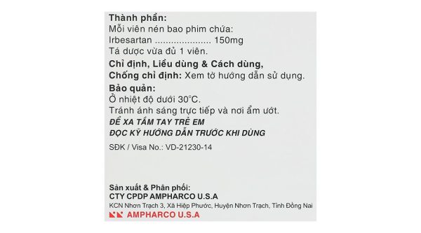 Usasartim 150 điều trị tăng huyết áp (3 vỉ x 10 viên)