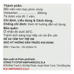 Usasartim 300mg trị tăng huyết áp, bệnh lý thận trên bệnh nhân đái tháo đường type 2 (3 vỉ x 10 viên)