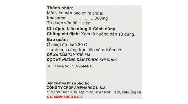 Usasartim 300mg trị tăng huyết áp, bệnh lý thận trên bệnh nhân đái tháo đường type 2 (3 vỉ x 10 viên)