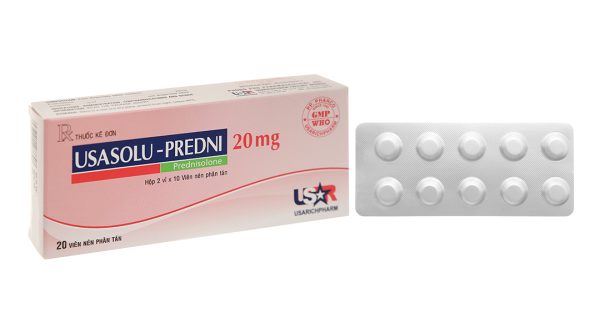 UsaSolu-Predni 20mg hỗ trợ kháng viêm, ức chế miễn dịch (2 vỉ x 10 viên)