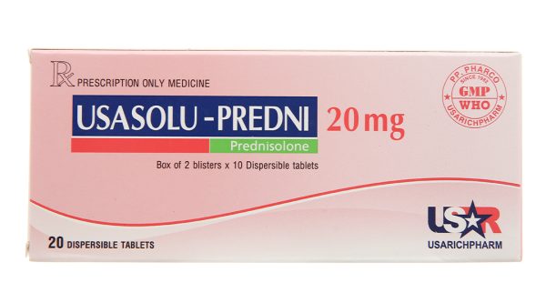 UsaSolu-Predni 20mg hỗ trợ kháng viêm, ức chế miễn dịch (2 vỉ x 10 viên)