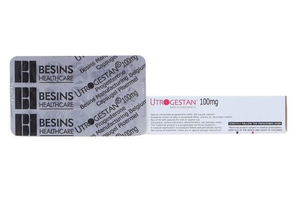 Utrogestan 100mg trị vô sinh, dọa sảy thai (2 vỉ x 15 viên)