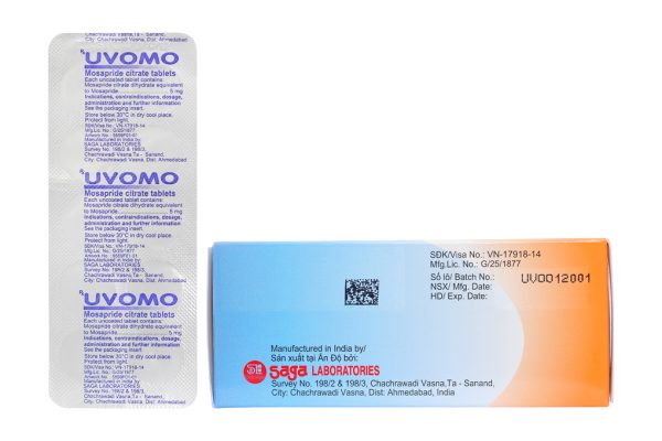 Uvomo 5mg trị rối loạn tiêu hóa (10 vỉ x 10 viên)