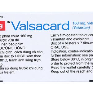 Valsacard 160mg trị tăng huyết áp, suy tim (4 vỉ x 7 viên)