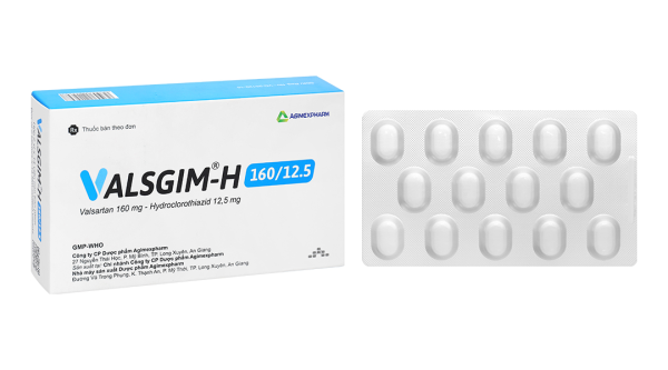 Valsgim - H 160 mg/12.5 mg điều trị bệnh tăng huyết áp (2 vỉ x 14 viên)