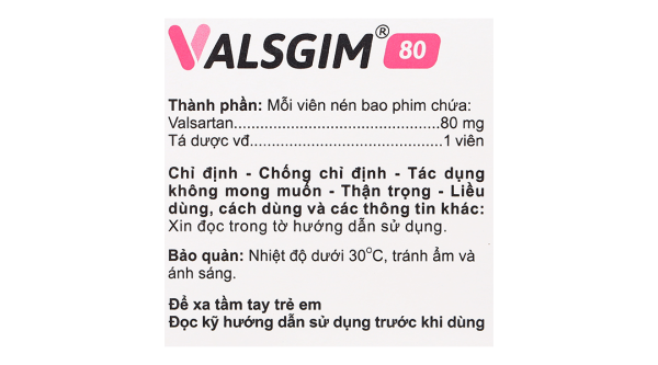 Valsgim 80 trị tăng huyết áp, suy tim (2 vỉ x 14 viên)