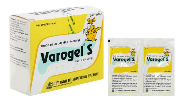 Hỗn dịch uống Varogel S trị viêm loét dạ dày - tá tràng cấp, mạn tính (20 gói x 10ml)