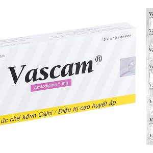 Vascam 5mg trị tăng huyết áp, đau thắt ngực (3 vỉ x 10 viên)