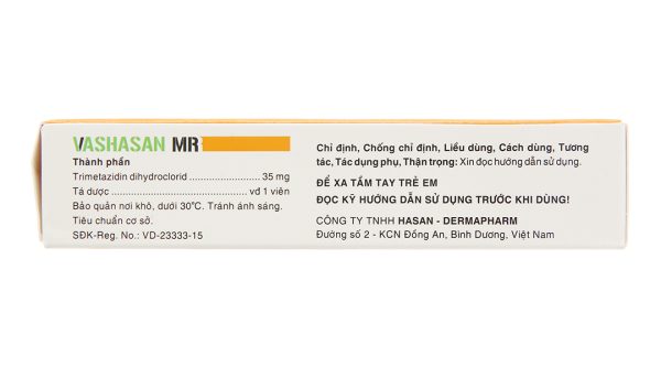Vashasan MR 35mg trị đau thắt ngực (3 vỉ x 30 viên)
