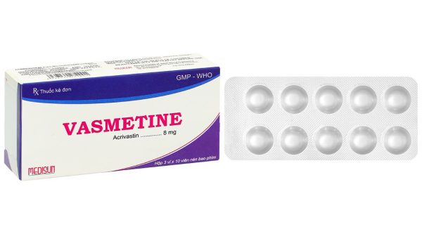 Vasmetine 8mg điều trị viêm mũi dị ứng, nổi mề đay mạn tính vô căn (3 vỉ x 10 viên)