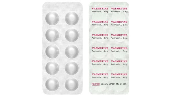 Vasmetine 8mg điều trị viêm mũi dị ứng, nổi mề đay mạn tính vô căn (3 vỉ x 10 viên)