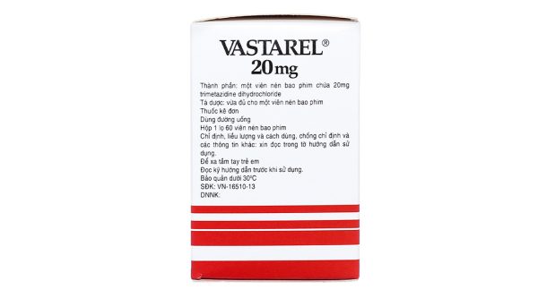 Vastarel 20mg trị triệu chứng ở bệnh nhân đau thắt ngực hộp 60 viên