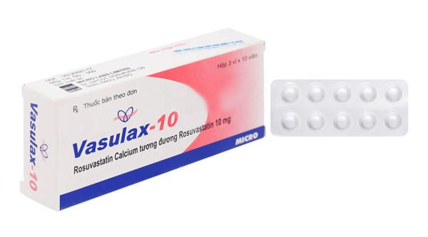 Vasulax-10 trị rối loạn mỡ máu (3 vỉ x 10 viên)