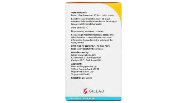 Vemlidy 25mg thuốc kháng virus, trị viêm gan B lọ 30 viên