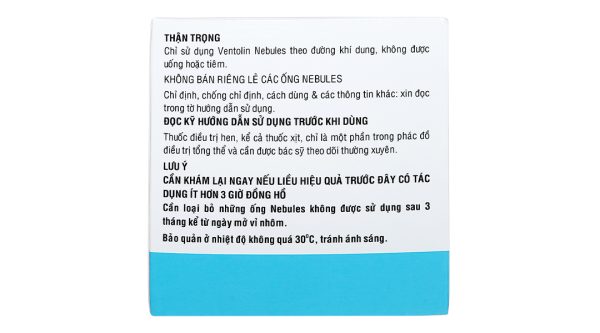 Dung dịch khí dung Ventolin Nebules 2.5mg trị, ngừa co thắt phế quản (30 ống x 2.5ml)