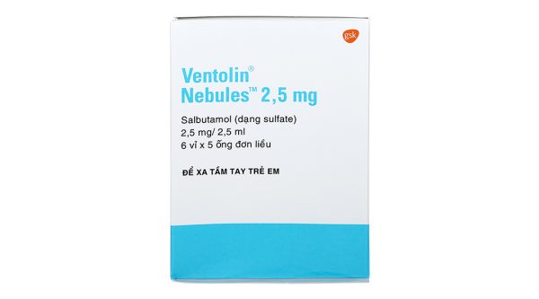 Dung dịch khí dung Ventolin Nebules 2.5mg trị, ngừa co thắt phế quản (30 ống x 2.5ml)