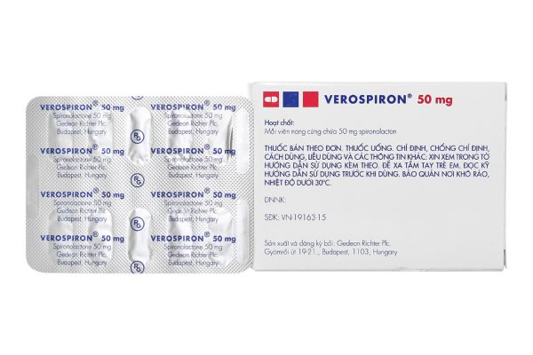 Verospiron 50mg trị phù, tăng huyết áp (3 vỉ x 10 viên)