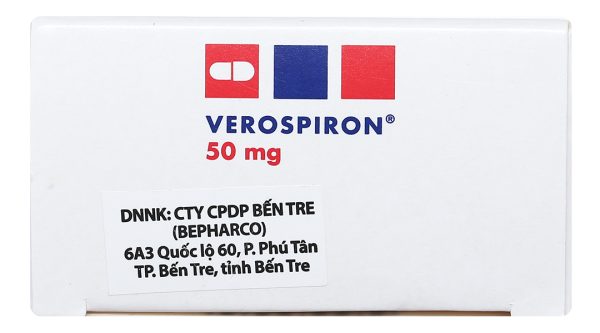 Verospiron 50mg trị phù, tăng huyết áp (3 vỉ x 10 viên)