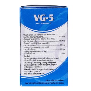 VG-5 hạ men gan, tăng cường chức năng gan, bổ gan lọ 40 viên