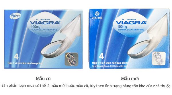 Viagra 100mg trị rối loạn cương dương (1 vỉ x 4 viên)