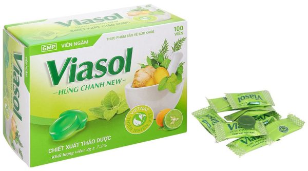 Viên ngậm Viasol Húng Chanh New hỗ trợ giảm ho, giảm đau họng hộp 100 viên