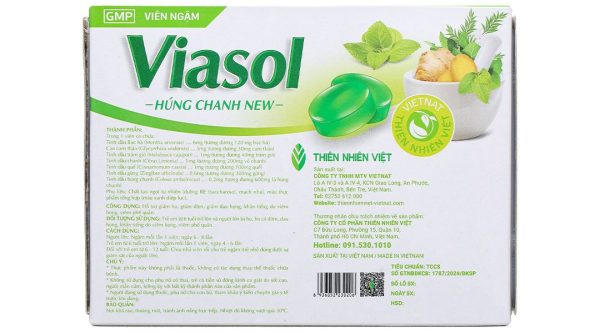 Viên ngậm Viasol Húng Chanh New hỗ trợ giảm ho, giảm đau họng hộp 100 viên