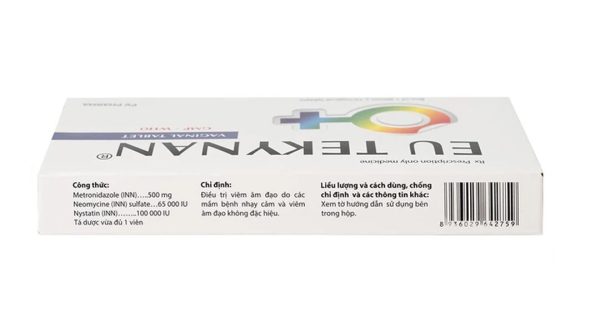 Viên đặt âm đạo Eu Tekynan điều trị viêm âm đạo (1 vỉ x 10 viên)