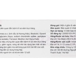 Viên đặt Supposte Emoran hỗ trợ giảm các triệu chứng của bệnh trĩ hộp 6 viên