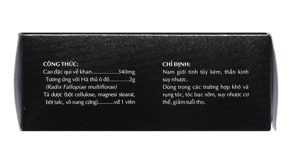 Viên Hà Thủ Ô Extracap trị suy nhược, tóc bạc sớm (5 vỉ x 10 viên)